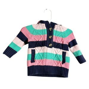 Baby Girl Tommy Hilfiger‎ cable knit hooded sweater size 6-9months